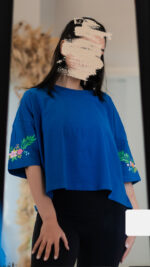 زنانه کراپ آستین گل‌دار - کد 3444 (1)